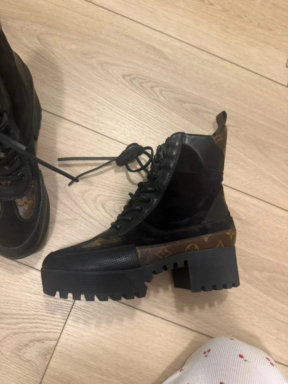 LV Monogram Suede Combat Boots - Picture 6 of 8